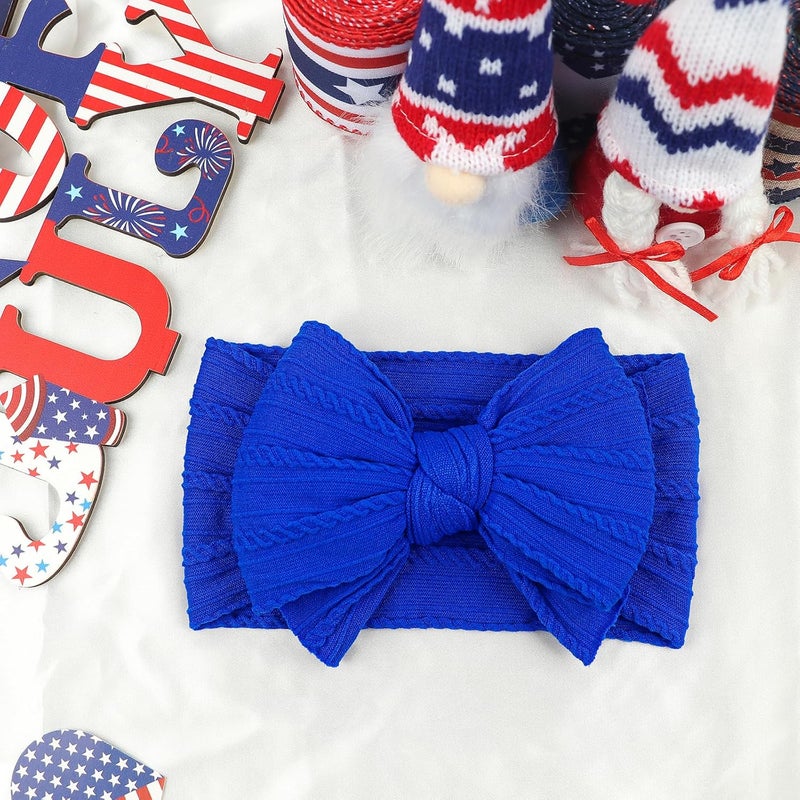 LemonSpace Store Handmade Fall Baby Girls Bows Soft Stretchy Nylon Hair Bands Hair Accessories Baby headbands with Bows for Newborn Baby Girls Infant Toddlers Kids(Blue) - Image 5
